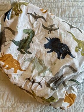 Little Unicorn Cotton Percale Crib Sheet - Dino